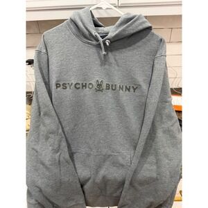Psycho Bunny Mens Grey Hoodie XXL Embroidered Logo Kangaroo Pocket Pullover